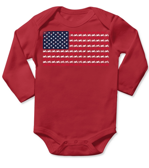 Vintage Motorcycle Biker American Flag 4th of July Long Sleeve Baby One-Piece