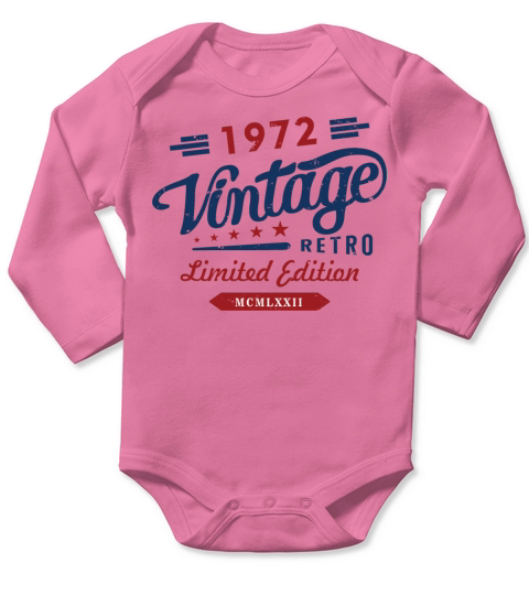 Vintage Retro 1972 Limited Edition Long Sleeve Baby One-Piece