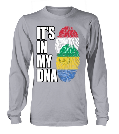 Hungarian And Gabonese Mix Heritage DNA Flag Long sleeved Unisex