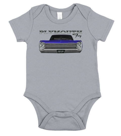 1968 Plymouth Fury Front Blue Short Sleeve Baby One-Piece
