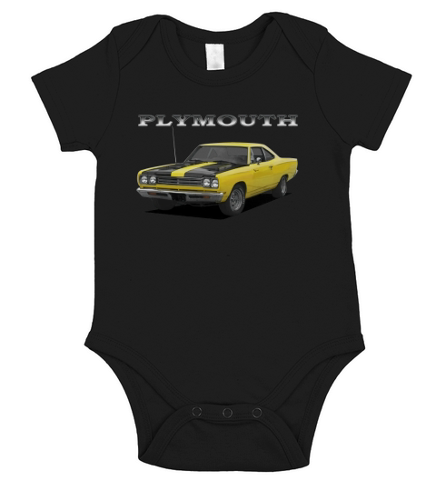 1969 Plymouth Road Runner Yellow Short Sleeve Baby One-Piece