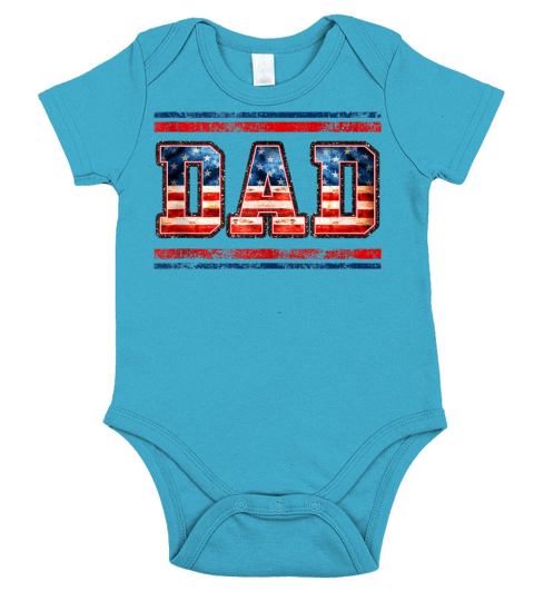 4th of July Dad Flag Retro Vintage Dad Short Sleeve Baby One-Piece