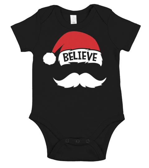 Believe Quote On Santa Hat Mustache Christmas Short Sleeve Baby One-Piece