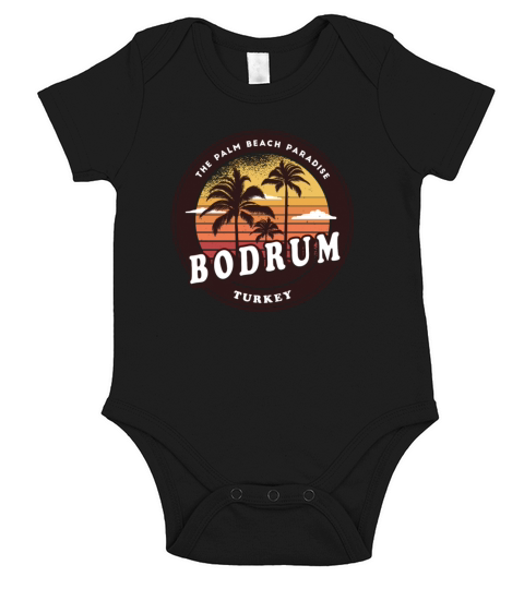 Bodrum Turkey Vintage Beach Design Short Sleeve Baby One-Piece