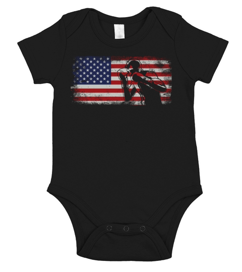 Boxing American Usa Flag Vintage Short Sleeve Baby One-Piece