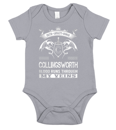 COLLINGSWORTH Last Name, Surname Tshirt Short Sleeve Baby One-Piece