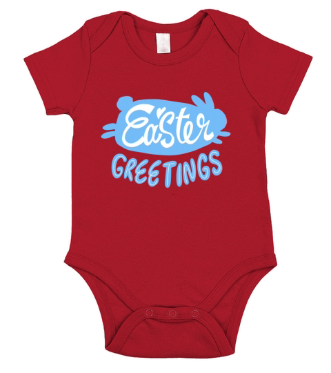 Easter Greetings Quote Badge Short Sleeve Baby One-Piece