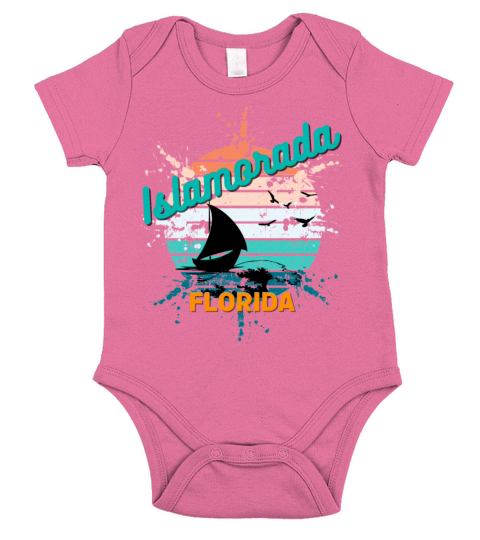 Islamorada Florida Retro Vintage Exploding Sunset Short Sleeve Baby One-Piece