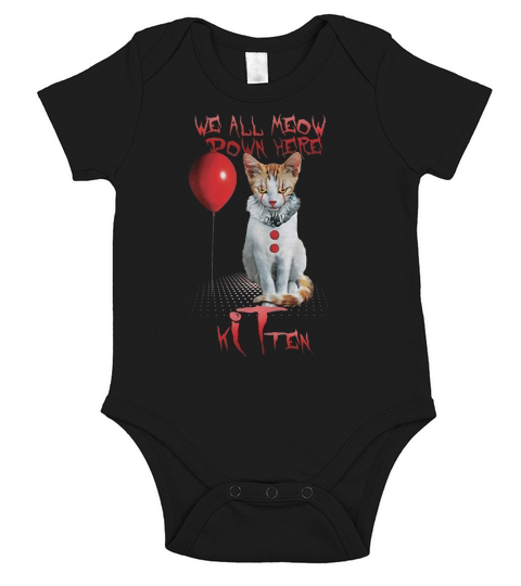 IT Cat we all Meow down here Kitten Short Sleeve Baby One-Piece