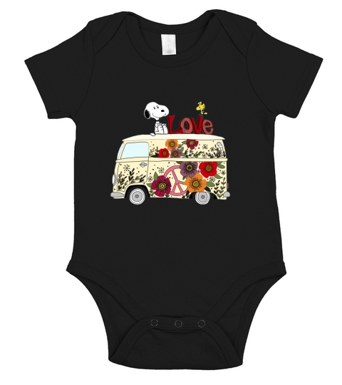 PEACE AND LOVE ARE ALL WE NEED VOLKSWAGEN BUS SNOOPY SHIRTS Short Sleeve Baby One-Piece