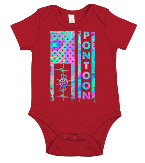 Pontoon American Flag Independence Day Short Sleeve Baby One-Piece