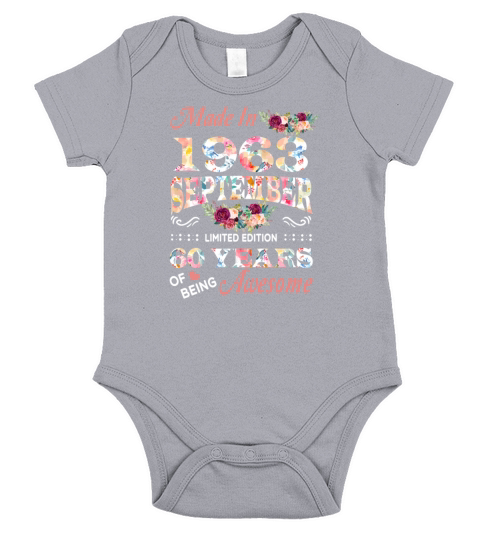 September 1963 Flower 60 Years Of Being Awesome Short Sleeve Baby One-Piece