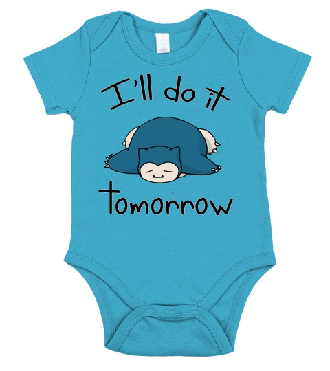 Snorlax ill do it tomorrow Short Sleeve Baby One-Piece