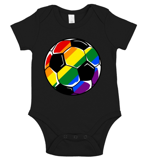 Soccer Ball Gay Pride LGBT Rainbow Flag Short Sleeve Baby One-Piece