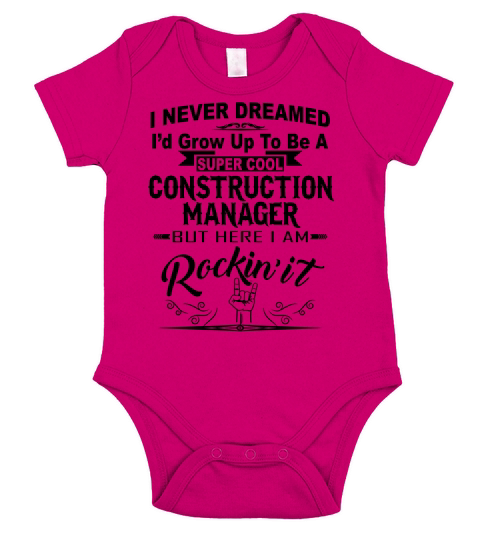 Super Cool Construction Manager Rockin It Funny Gift T-shirt Short Sleeve Baby One-Piece