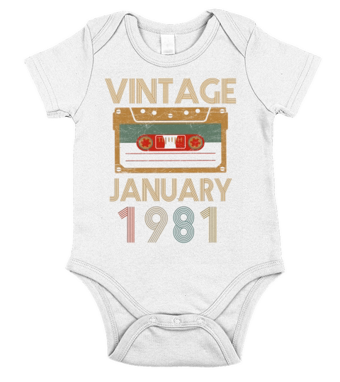 Vintage January 1981 Birthday Short Sleeve Baby One-Piece