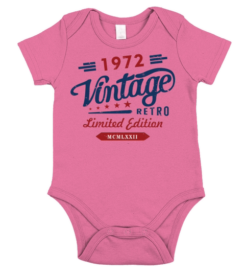 Vintage Retro 1972 Limited Edition Short Sleeve Baby One-Piece