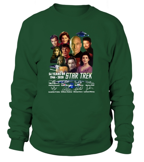 54 Years Of 1966 2020 Star Trek Characters Signatures Sweatshirt Unisex