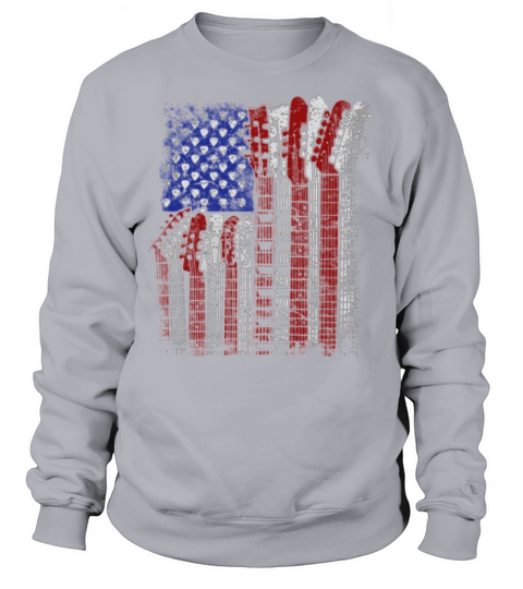 Guitar T Shirt US flag rock playable for men women Sweatshirt Unisex
