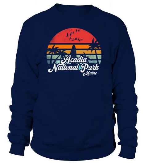 Vintage Acadia National Park Maine Surfing Retro Sweatshirt Unisex