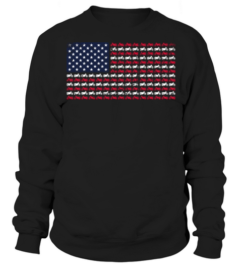 Vintage Motorcycle Biker American Flag 4th of July Sweatshirt Unisex