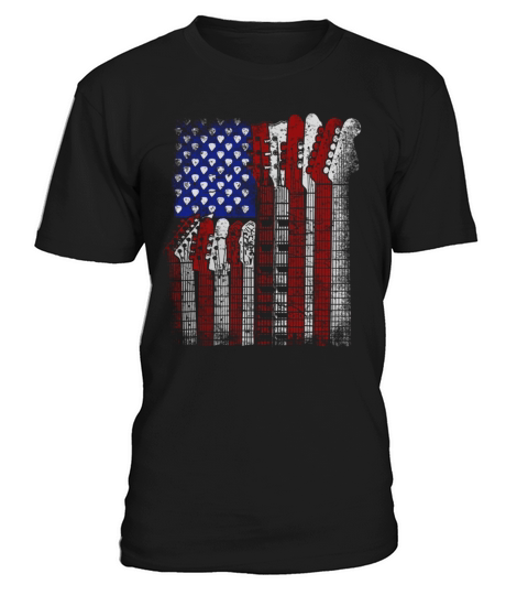 Guitar T Shirt US flag rock playable for men women T-Shirt Unisex