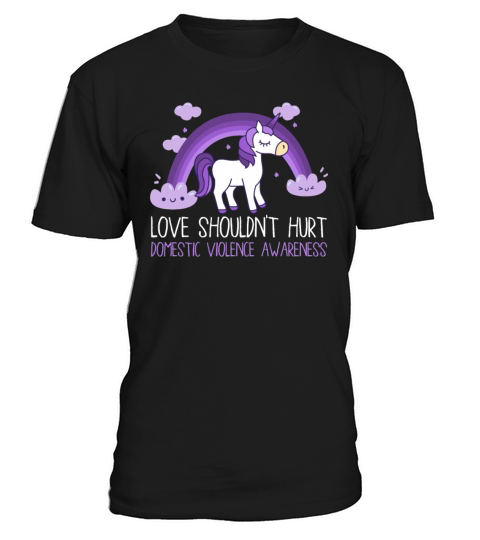 Love Shouldnt Hurt Purple Rainbow Unicorn T-Shirt Unisex