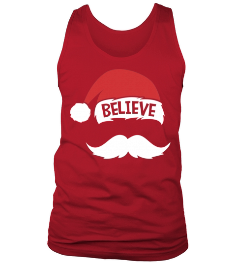 Believe Quote On Santa Hat Mustache Christmas Tank Top Unisex