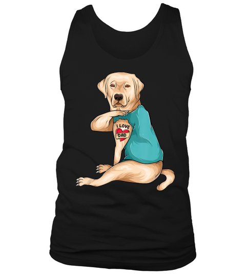 Fathers Day Tattoo I Love Dad Funny Labrador Tattooed T-Shirt Tank Top Unisex