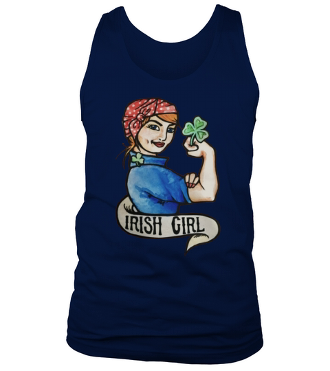 Irish Girl Redhead Rosie the Riveter funny shirts Tank Top Unisex