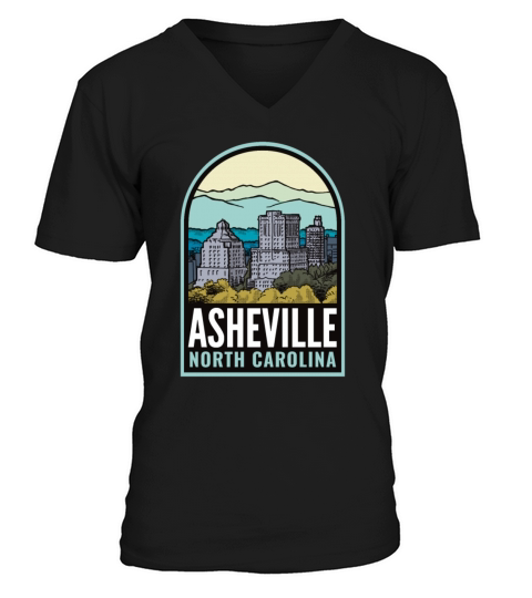 Asheville North Carolina Historic Downtown Vintage V-Neck T-shirt
