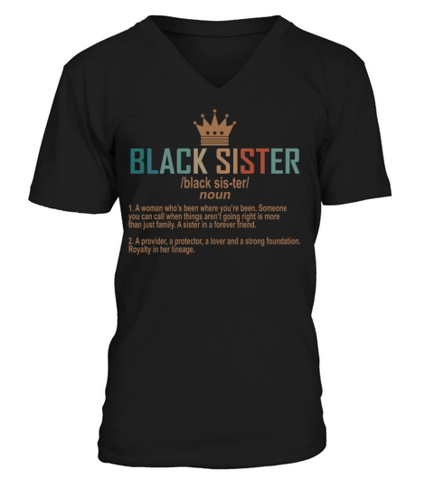 Black Sister Definition Vintage V-Neck T-shirt