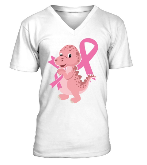 Breast Cancer Awareness Month Dinosaur Lover Dino V-Neck T-shirt