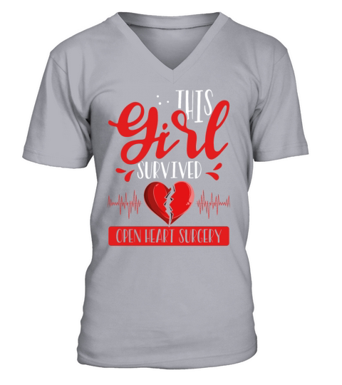 Coronary Bypass ArteryOpen Heart Surgery Survivor V-Neck T-shirt