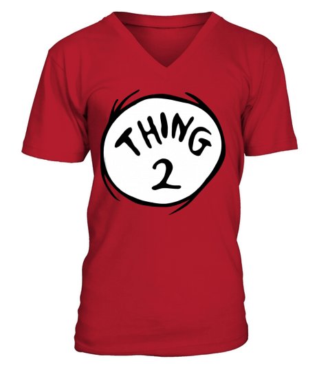 Dr Seuss Thing 2 Emblem RED V-Neck T-shirt