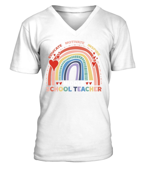 Educate Motivate Inspire Middle School Teacher V-Neck T-shirt