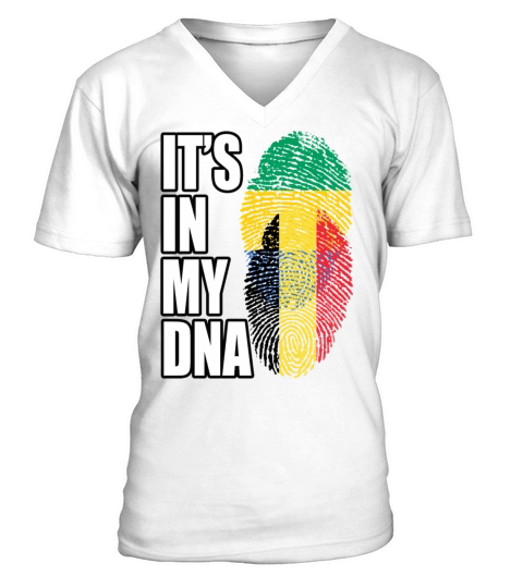 Gambian And Belgian Mix Heritage DNA Flag V-Neck T-shirt
