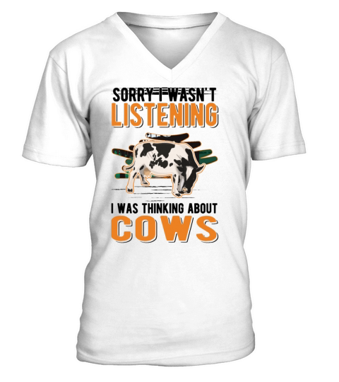 I Was Thinking About Cows Rinder Cow V-Neck T-shirt