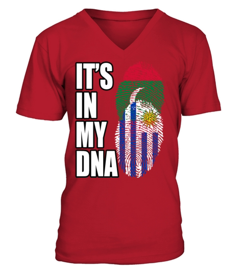 Maldivian And Uruguayan Mix Heritage DNA Flag V-Neck T-shirt