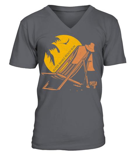 Outer Banks Beach Bum OBX Orange Vintage V-Neck T-shirt