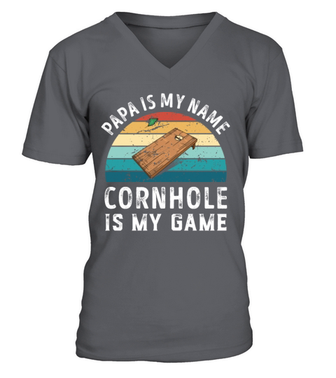 Papa is my Name Cornhole is my Game Dad Fathers V-Neck T-shirt