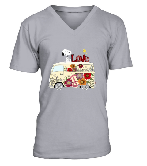 PEACE AND LOVE ARE ALL WE NEED VOLKSWAGEN BUS SNOOPY SHIRTS V-Neck T-shirt