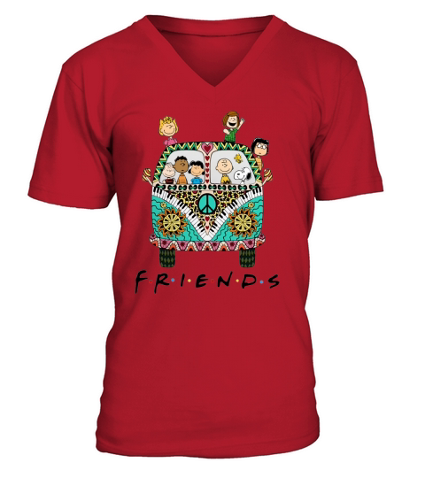 Peanuts Friends with Hippie bus shirt - Ladies Flowy Tank V-Neck T-shirt