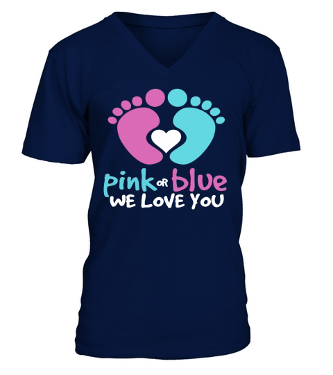 Pink or Blue We Love You Gender Reveal Mommy Daddy T-Shirt Black Youth V-Neck T-shirt