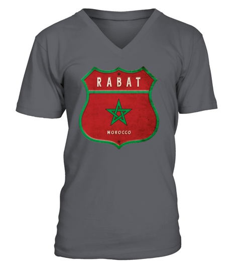 Rabat Morocco Coat of Arms Flags Design V-Neck T-shirt