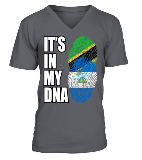 Tanzanian And Nicaraguan Vintage Heritage DNA Flag V-Neck T-shirt