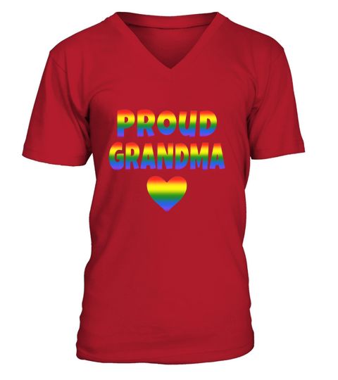 Womens Proud Grandma LGBT Pride LGBT Grandmother Cute Love shirt V-Neck T-shirt