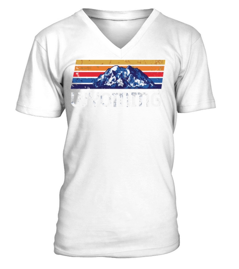 Wyoming State Cheyenne Retro Vintage Usa Mountain V-Neck T-shirt