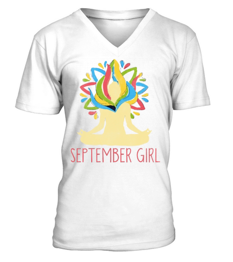 Yoga Mandala Meditation Birth Born Month September V-Neck T-shirt