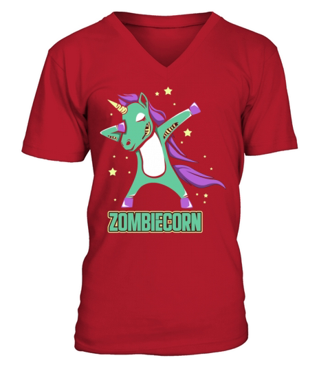 Zombiecorn Zombie Unicorn Dabbing Unicorn Hallowee V-Neck T-shirt